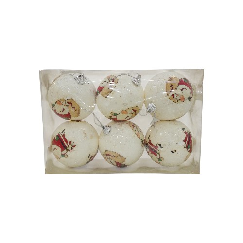 BALLS 6PCS SANTA DECO 7J0028