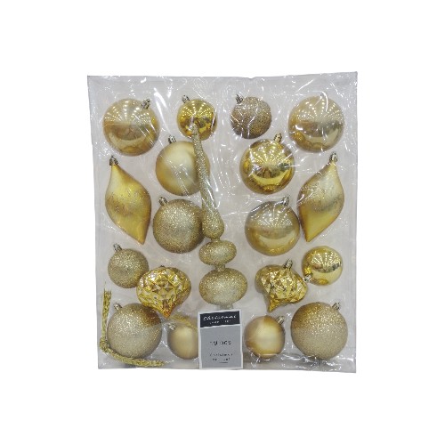XMAS HANGDECO 19PCS SET GOLD