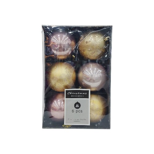 XMAS HANGDECO BALL 8CM 6PCS PRE