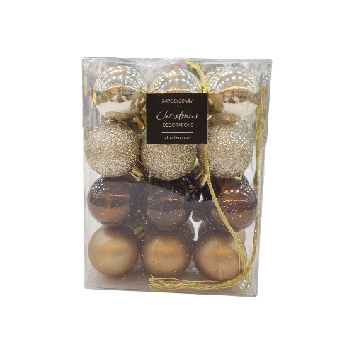 XMAS DECO BALL 3CM 24PCS AMBER