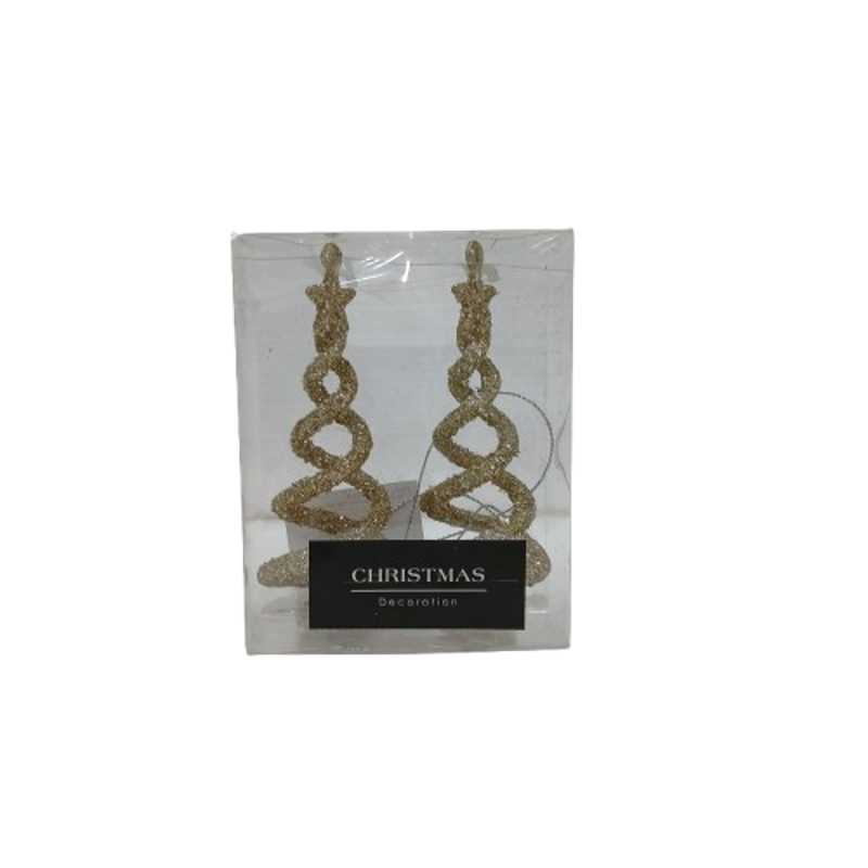 XMAS HANGDECO 2PCS SPIRAL GOLD