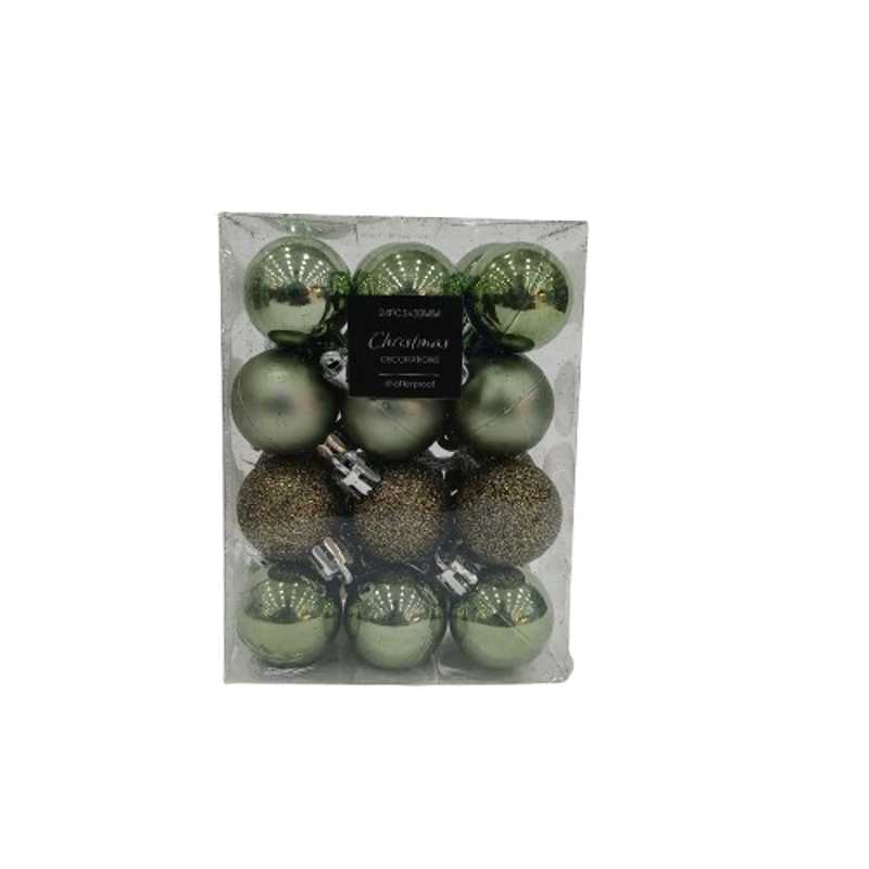 XMAS DECO BALL 3CM 24PCS LIGHT