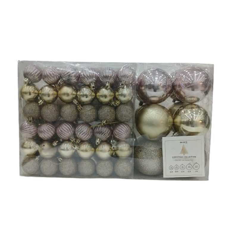 XMAS DECO BALL 94PCS SET MIX CO