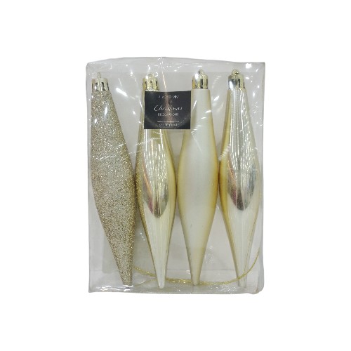 XMAS HANGDECO 15CM 4PCS GOLD