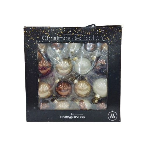 XMAS DECO BALL 34PCS SET AMBER