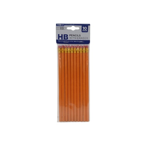 UBL PENCILS W ERASERS HB 10 PAC