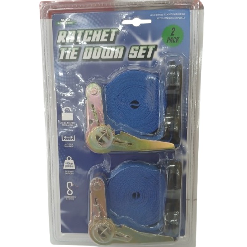 UBL RATCHET TIE DOWN 2PC 4M 2PK