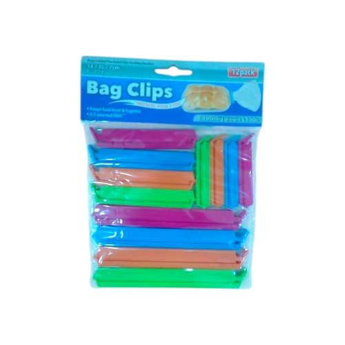 UBL BAG CLIPS 12 PACK-ASSORT