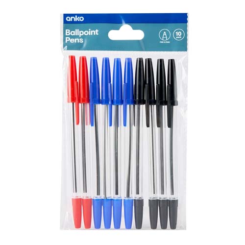 UBL BALLPOINT PENS 10 PACK 3 CO
