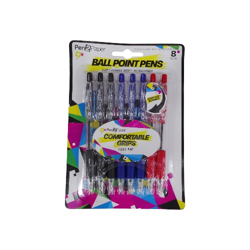 UBL BALLPOINT PENS SOFT GRIP 8
