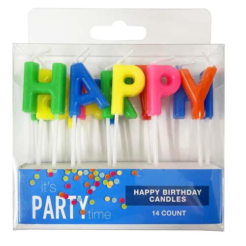 UBL CANDLES HAPPY BDAY RBOW COL