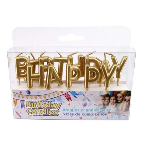 UBL CANDLES HAPPY BDAY GOLD COL