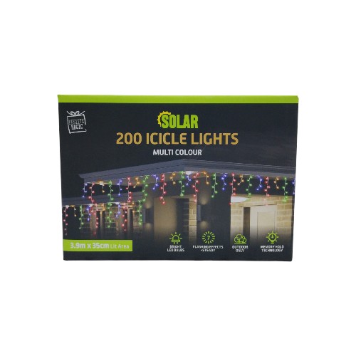 UBL SOLAR ICICLE LIGHTS 200 MUL