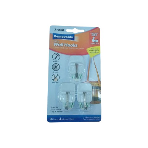 UBL REMOVABLE WALL HOOKS 3 PACK