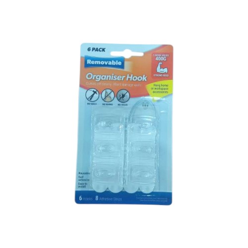UBL REMOVABLE CLEAR HOOKS 6 PAC